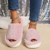 Fashion Thick Sole Open Toe Home Slippers Women Autumn Winter Warm Plush Slides Ladies Bedroom Soft Sole Light Slippers Shoes