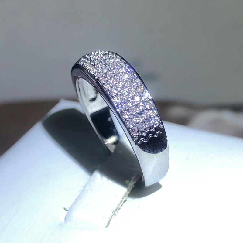 Sparkling White Zirconia Full Diamond Ring Ladies 925 Stamp New Fashion Party Wedding Jewelry Gifts For Men And Women