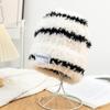 Warm Plush Pullover Hat Plush Winter Cap Fashion Stripe Hat  Safety Helmet