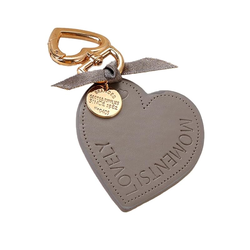 

[Z mura] heart key ring cute Fashionable ribbon medal backpack bag decoration charm simple pair matching present strap color (gray)