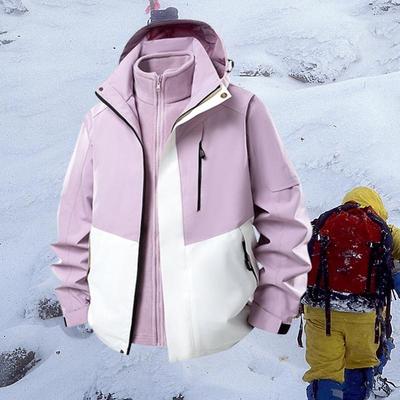 Winter Hiking Jacket Women Three-in-one Waterproof Camped Hooded Coat Outdoor Windproof Jacket