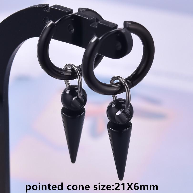Nicht verblassend Unterschiedliche Länge Spitzkegel Hängeohrringe Edelstahl Runde Creolen für Damen Herren Schmuck Ohrpiercing Geschenk