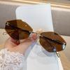 Stylish Frameless Metal Diamond-shaped Sunglasses for Women, High-end UV Protection Sunglasses