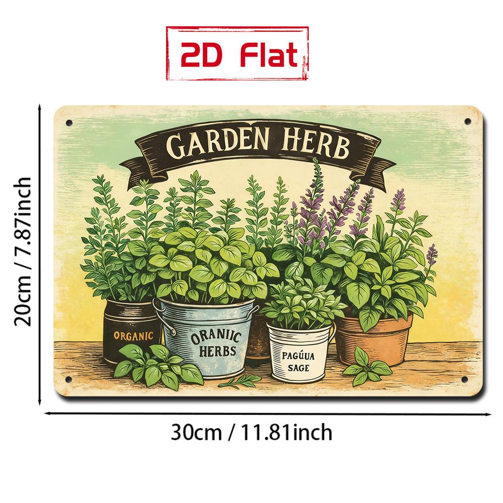 Brand HandPainted Herb Pot Metal Wall Art Sign For Outdoor Garden Study Room Home Decor Gift