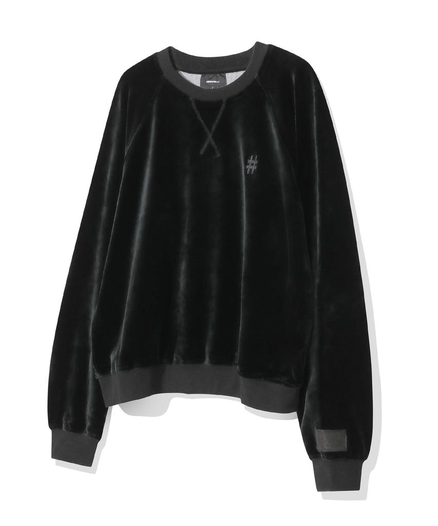 BEENTRILL Velour Hashtag Raglan Sweatshirt (Black)