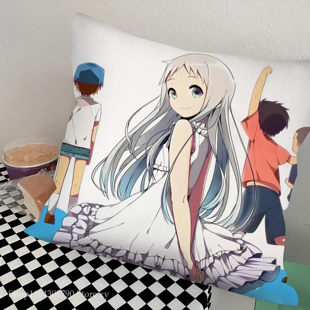 Honma Meiko Анимация Секретная база Наволочка Квадратная подушка Спальня Диван Досуг Комфорт Подушка Автомобиль Гостиная Украшение дома 16x16Inch