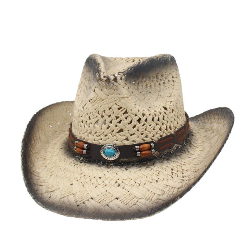 Cross-Border European And American Hot-Selling Cowboy Top Hats Hollow Warped Edge Sun Hats Western Cowboy Hats Outdoor Beach Sun Hats
