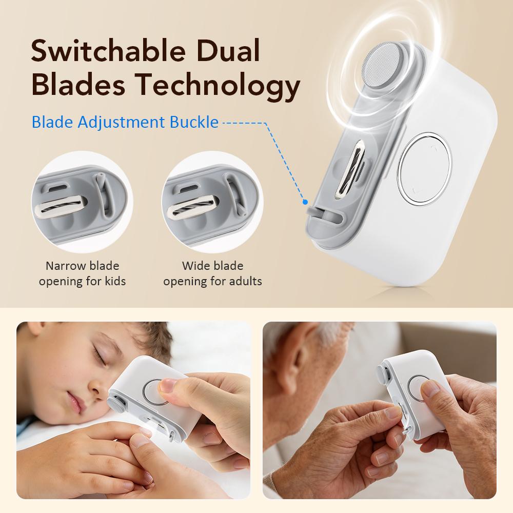 2 IN 1 Mini Electric Nail Clipper Cutter With LED Light Grinding Polishing Nails Trimmer For Kids Adult Automatic Manicure Tools