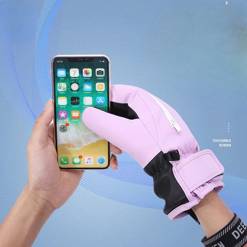 Ski Gloves for Women In Winter with Warmth and Fleece Student Snowboard  Five Finger Inside, and Men's Waterproof Touch Screen
