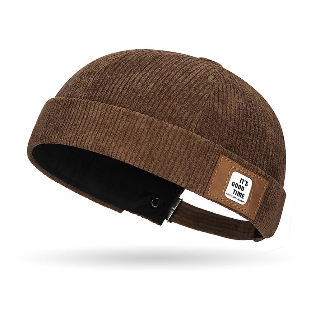 Corduroy Brimless Cap For Men Women Solid Color Retro Beanie Dome Hats Adjustable Landlord Docker Cap Streetwear Hip Hop Hats