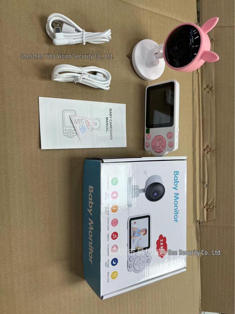 2.8" Wireless Baby Monitor with Cry Detection, Night Vision, Two-Way Talk, and Feeding Timer.