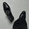 Mode Hochwertige Leder Damenschuhe Sexy Spitzschuh Metallschnalle Mary Jane Schuhe für Frauen Punk Schwarz Elegante Frau Stöckelschuhe