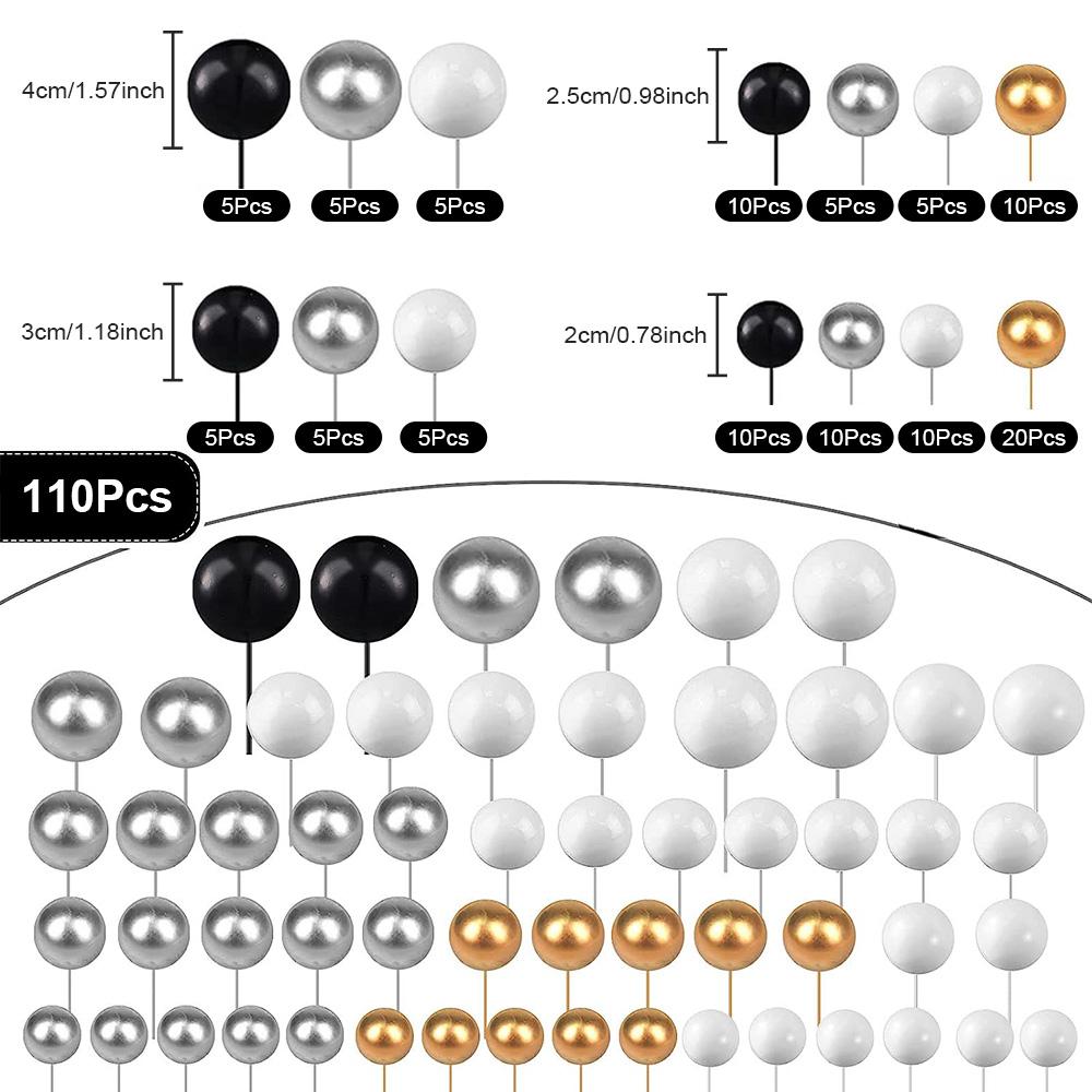 Balls Cake Topper Balloons DIY Cake Insert Topper Foam Cake Balls Baking Decoration for New Year Anniversary Birthday Party