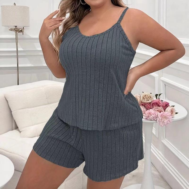 

Women Pajamas Sleepwear Pajama Set Nightgowns Camisole Shorts Nightclothes Pink Gray Summer Smooth Soft Casual XL бежевий