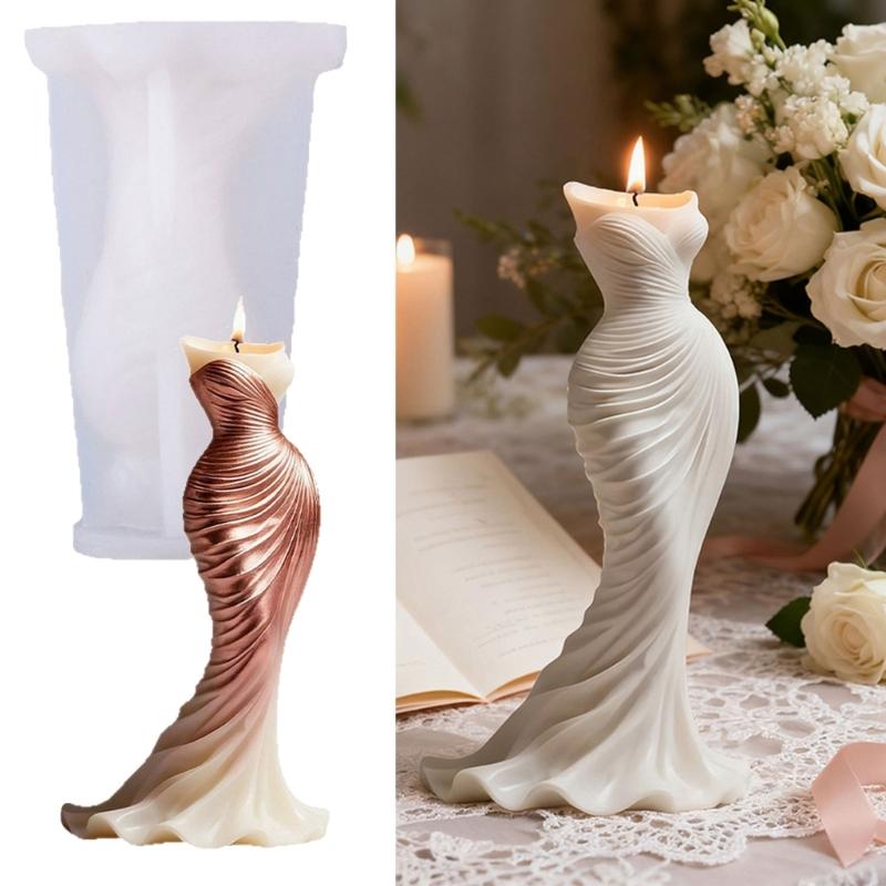 Fishtail Dress Silicone Molds Food Grade Silicone Baking Molds for Making Candle Soap Candy Wedding Cake Decoration