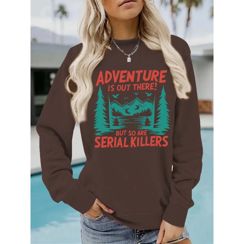 Adventure Print Women's Hoodie - New Autumn Style, Versatile, Round Neck
