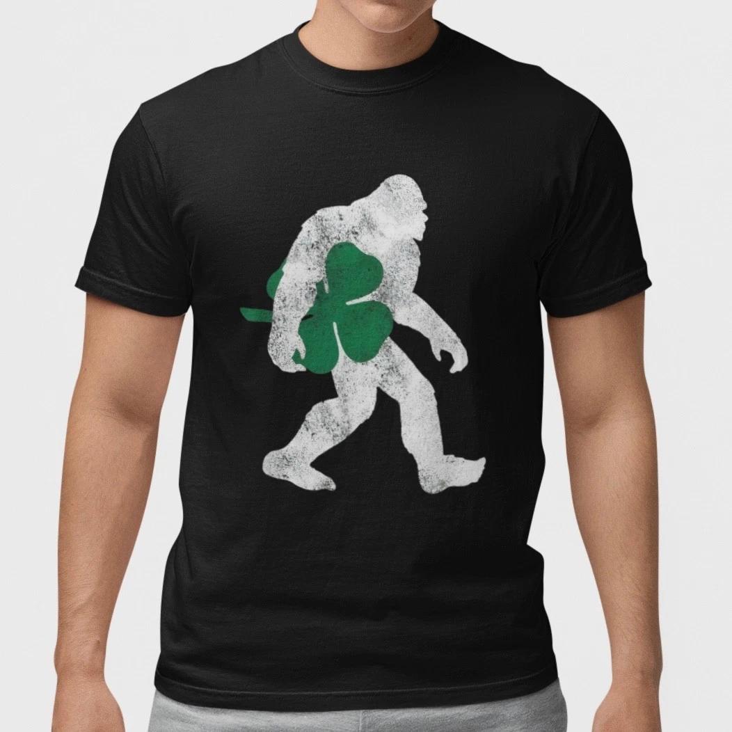 Bigfoot Shamrock Shirt Sasquatch St Patricks Day T-Shirt Funny Clover Tee S