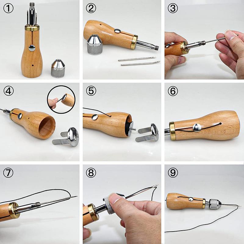 Diy Leather Sewing Awl Kit Waxed Thread Hand Sewing Tools Leather Craft Edge Stitching Belt Strips Shoemaker Canvas Repair Tools