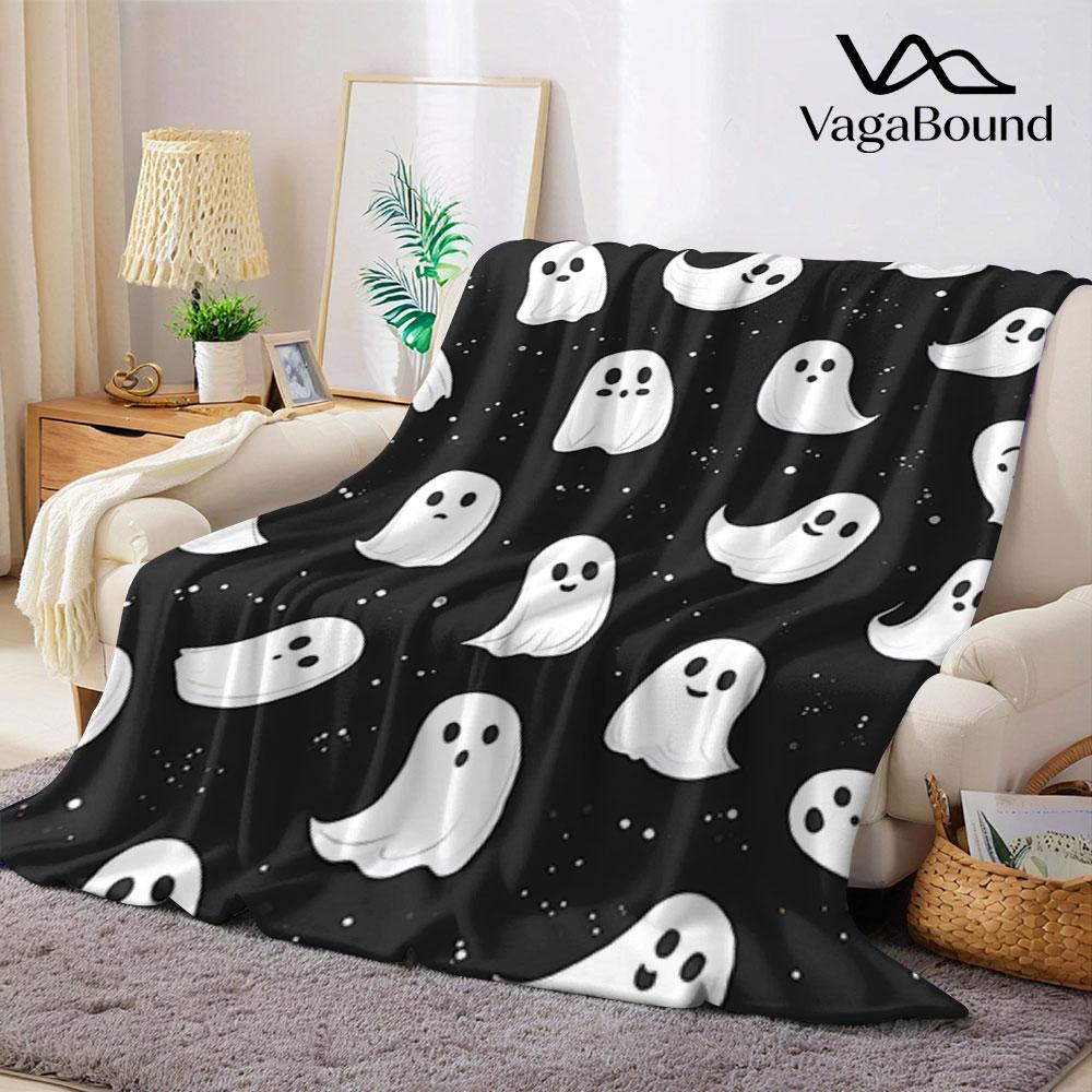 Schattige Spook Flanellen Deken Warm Zacht Halloween Kerstmis Bank Warm Gezellig Decoratief Decor Cadeau voor Elk Seizoen