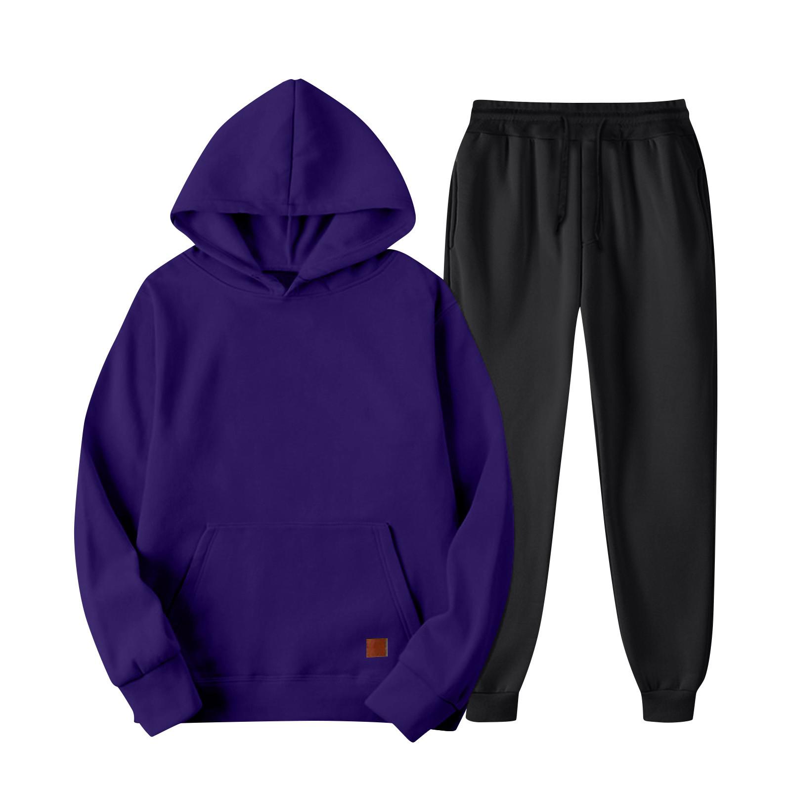 

Men s Sweatshirt Suit Men s Solid Color Casual Sports Suit Sweatshirt Suit M фіолетовий