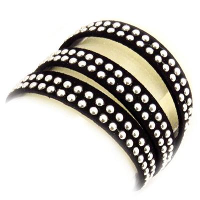 [R7036] - Black 'Sissi' Designer Bracelet (3 Rounds) - 1 Cm