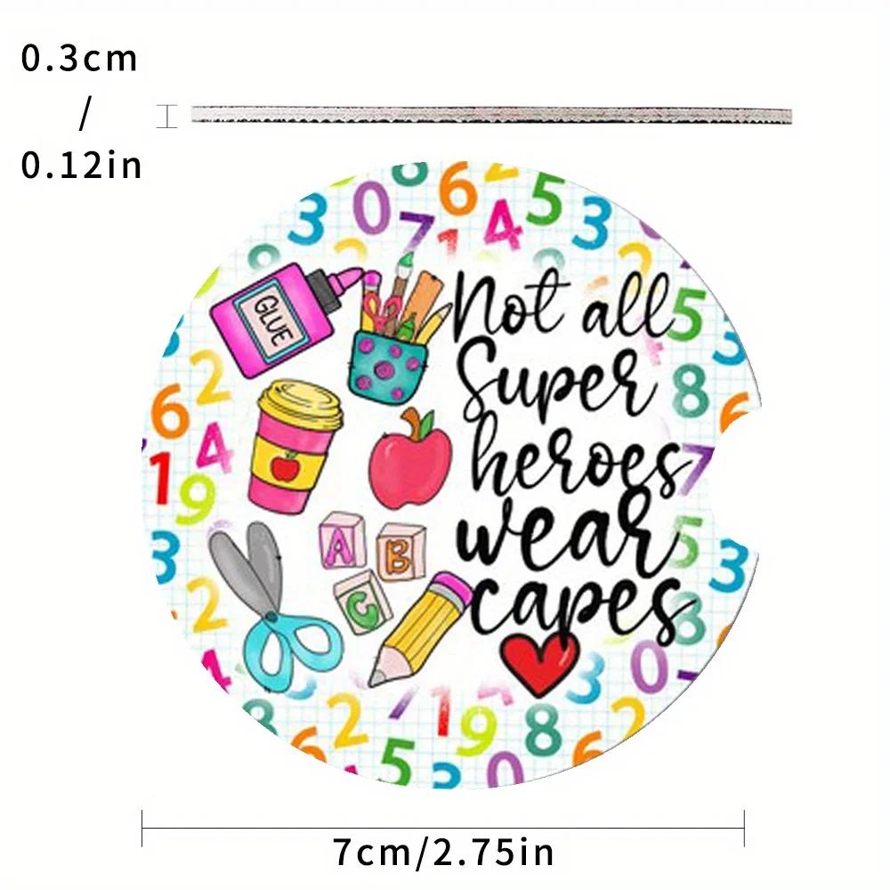 2PCS Car Cup Coasters Universal PU Leather Anti-Slip Heatproof Drink Pads Teacher Student Back to School Season Gift