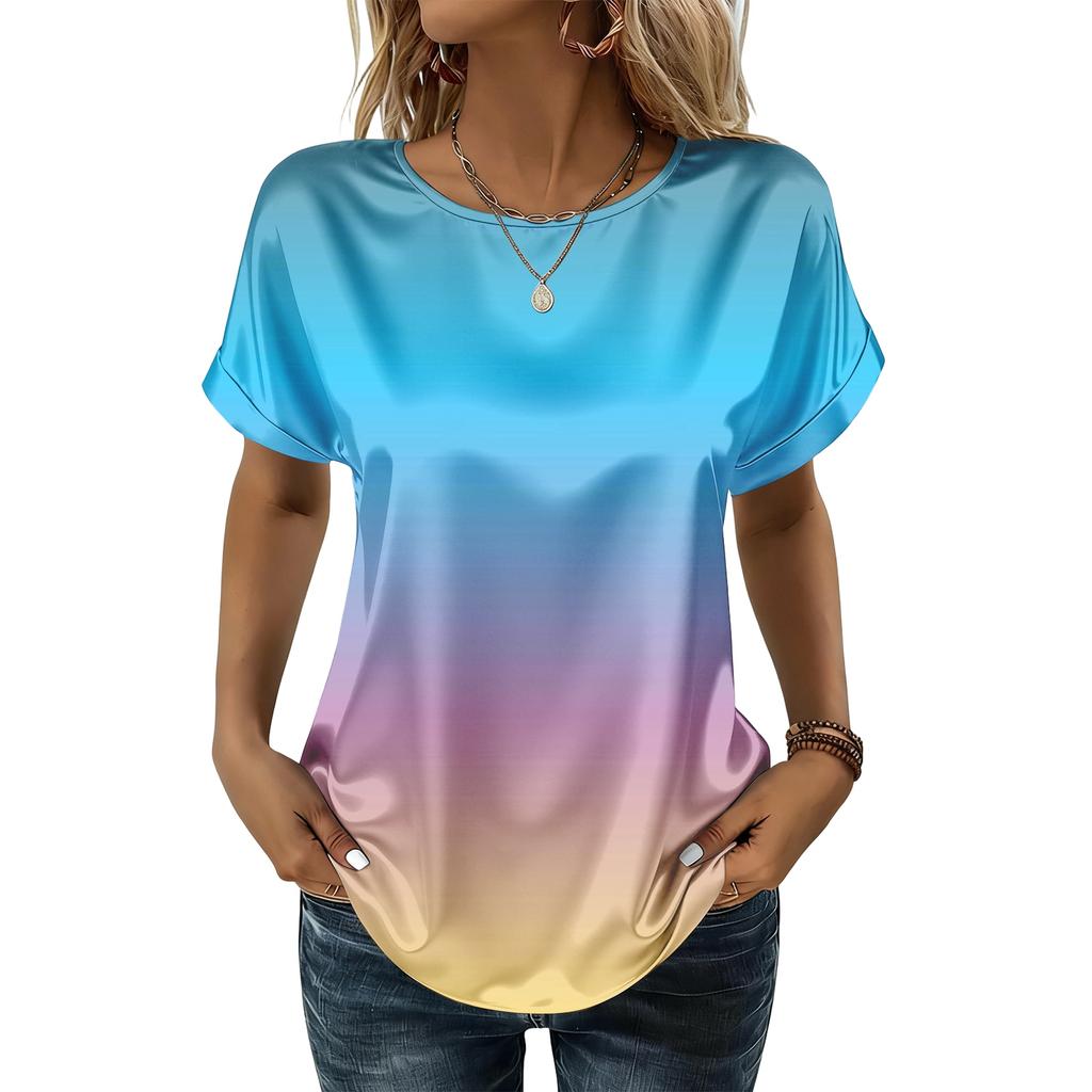 Women's Fashion Casual Gradient Print Top