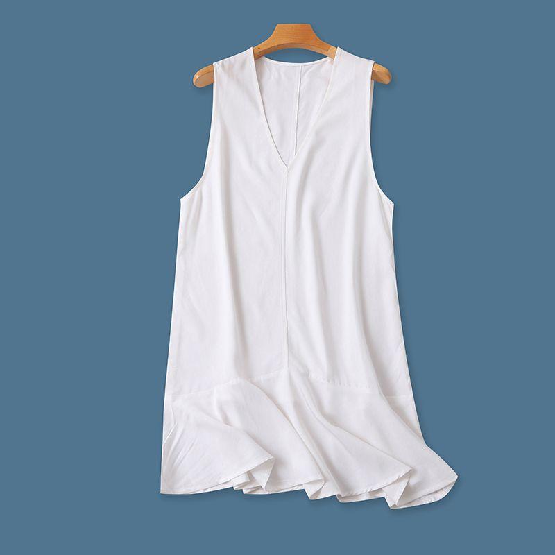 

Вискозный пуловер с V-образным вырезом, универсальное экспортное платье без рукавов White S