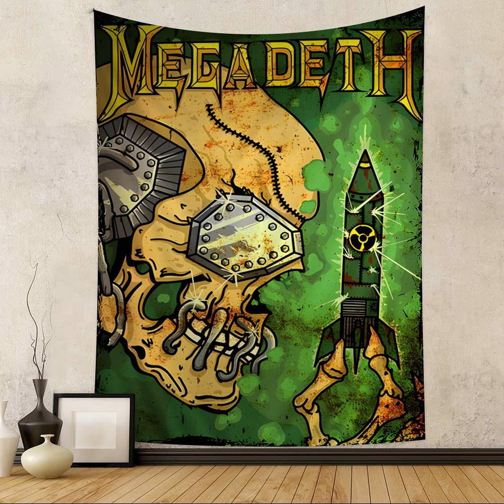

Vintage Megadeths Heavy Metal Rock Band Hanging Bohemian Tapestry Hanging Tarot Hippie Wall Rugs Dorm Japanese Tapestry 74x94cm(29x37in)