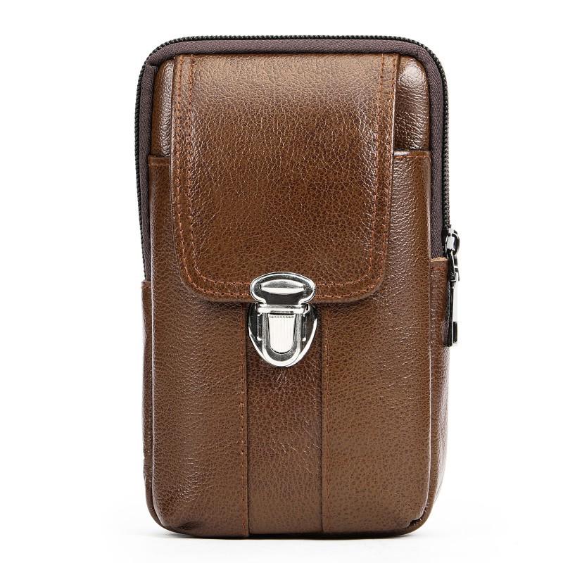 New Genuine Leather Men's Waist Bag Work Multifunctional Belt Wearing Mobile Phone Head Cover Layer Cowhide