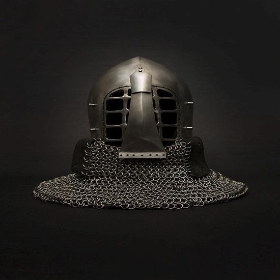 Medieval Bascinet Nasal Helmet with Chainmail Aventail Knight Armor Helmet for LARP, SCA, and Cosplay Gift