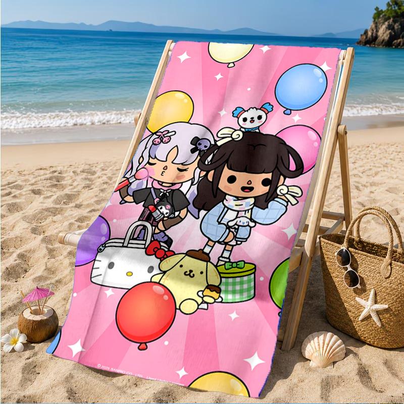 Toca Boca Game Characters In Grid Beach Towel, Quick-drying, Easy To Care For, Suitable for Both Fitness and Beach Vacations,Sports Essential