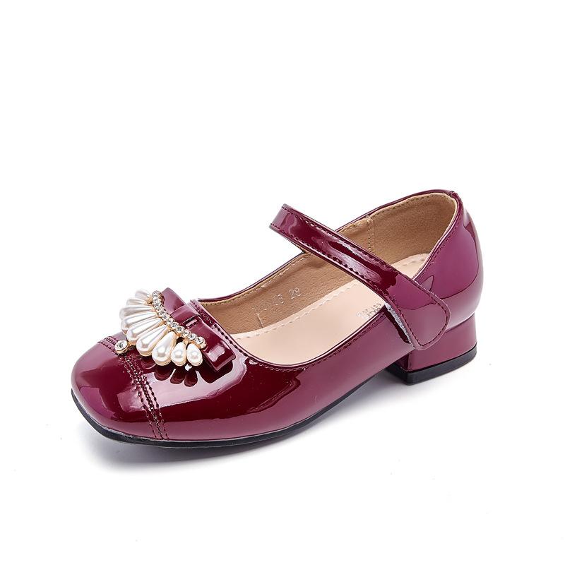 2026New girls' high-heeled princess shoes, spring and autumn children's leather shoes to match dresses, little girls' Mary Jane fashion shoes