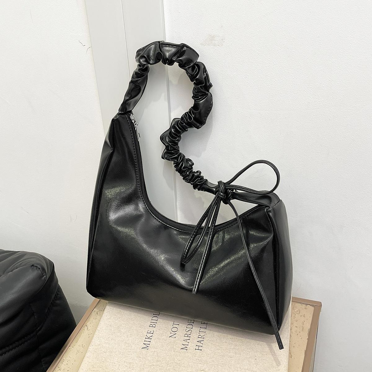 Сумка в корейском минималистичном стиле, новая однолямочная сумка через плечо 2026, модная плиссированная сумка-облако под мышку чёрный