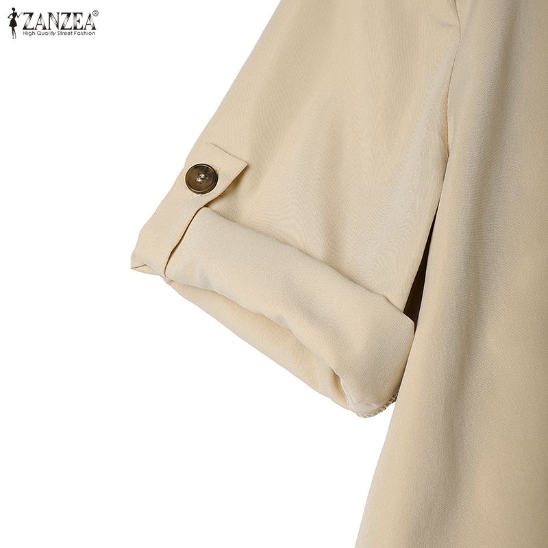 ZANZEA Abito camicia casual da donna a maniche corte con colletto rovesciato