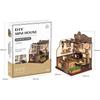 CRESYMME Miniature Dollhouse Kit Wooden 3D Puzzle DIY Craft for Adults Coffee Shop Design
