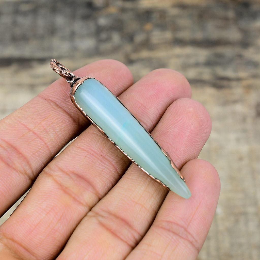 Aquamarin Anhänger Elektrogeformter Kupferanhänger Handgefertigter Schmuck Natursteinanhänger Elektrogeformter Schmuck Geschenk für Mama Kupferschmuck