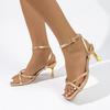 Women's High Heels Summer New Square Toe Open Toe Sexy Slim Strap One Buckle Temperament Non-slip Stiletto Sandals