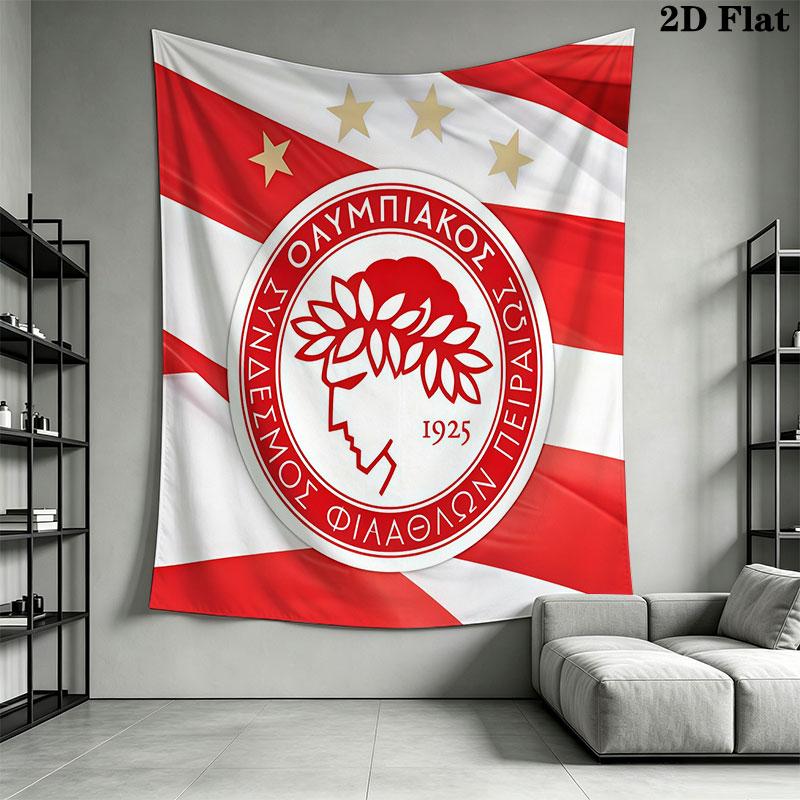 Olympiacos Wall Hanging Printed Fabric Blanket Decorative Tapestries for Bedroom Living Room Home Decor