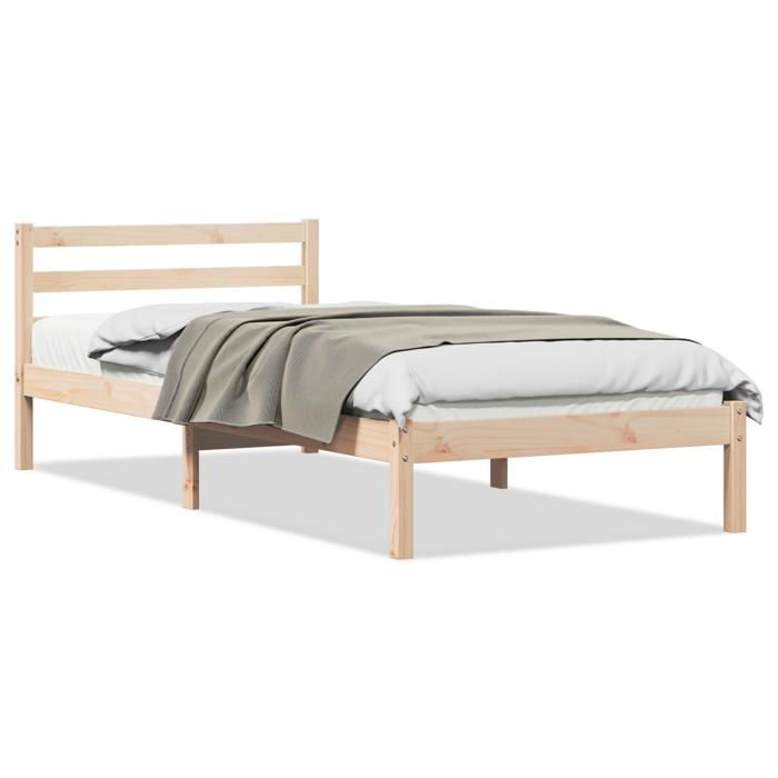 Lit vidaXL avec tête de lit 80x210 cm en bois de pin massif 869760