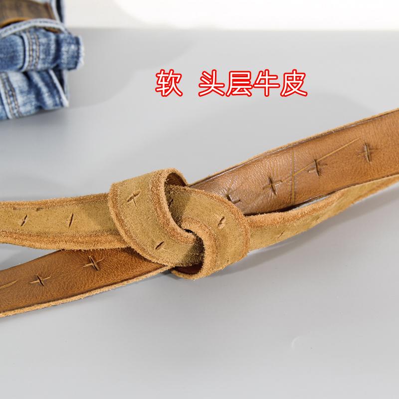 Retro Soft Cowhide Women's Belt Pure Copper Button Casual Designer Luxury Belt Tactical Personality Leather Jeans Belt