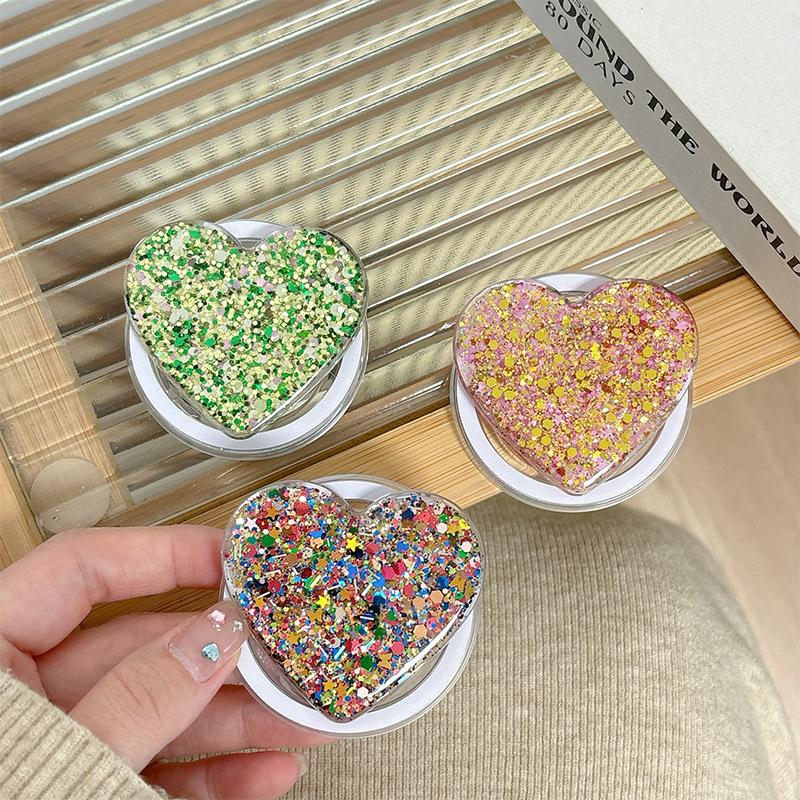 Japanese Small Fresh Heart-Shaped Mobile Phone Airbag Bracket Magnetic Suction Creative Ring Lazy Grip Portable