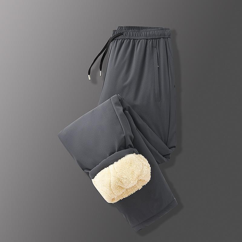 Large Size Cotton Pants for Men In Winter Warm Graphene Middle-aged and Elderly Parents Plus Velvet Thickened Lamb Velvet Long