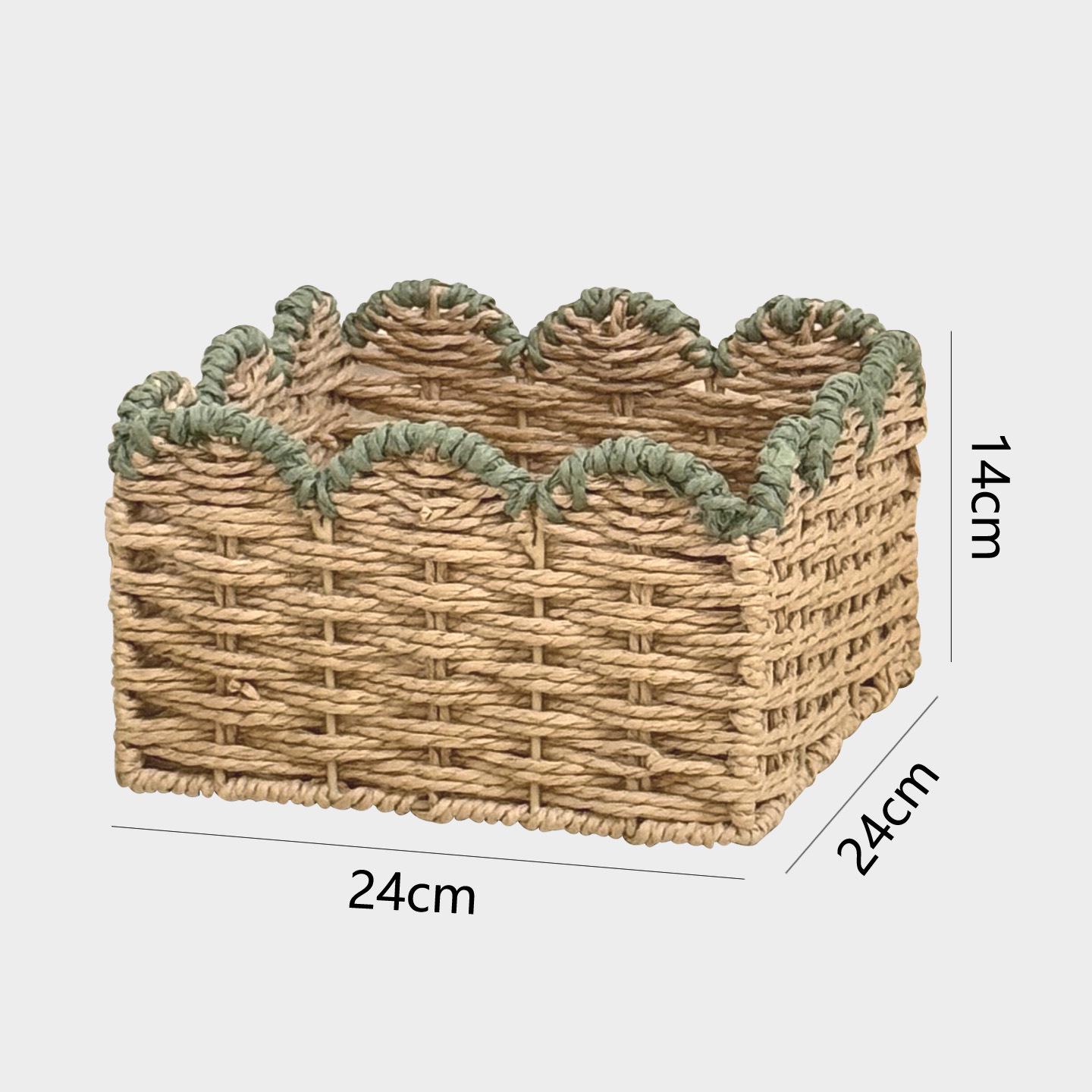 

Nordic Handmade Rattan Woven Rectangular Storage Basket for Desk and Snacks