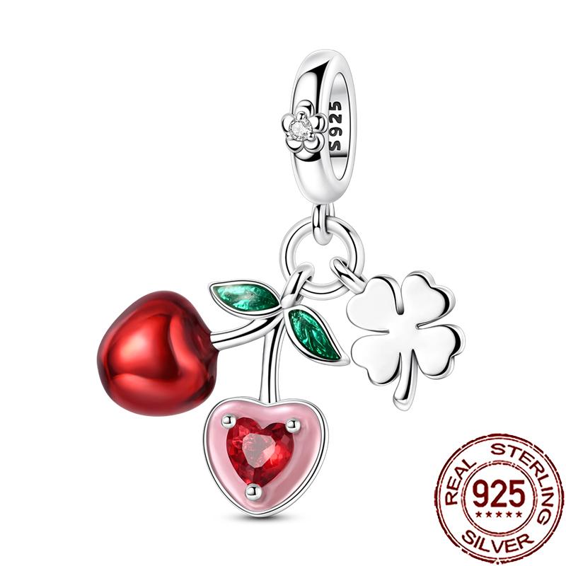 New Charms Copper Colorful Plant Flower Fruit Charm Beads Fit Snake Chain Bracelet Necklace Women Diy Jewelry