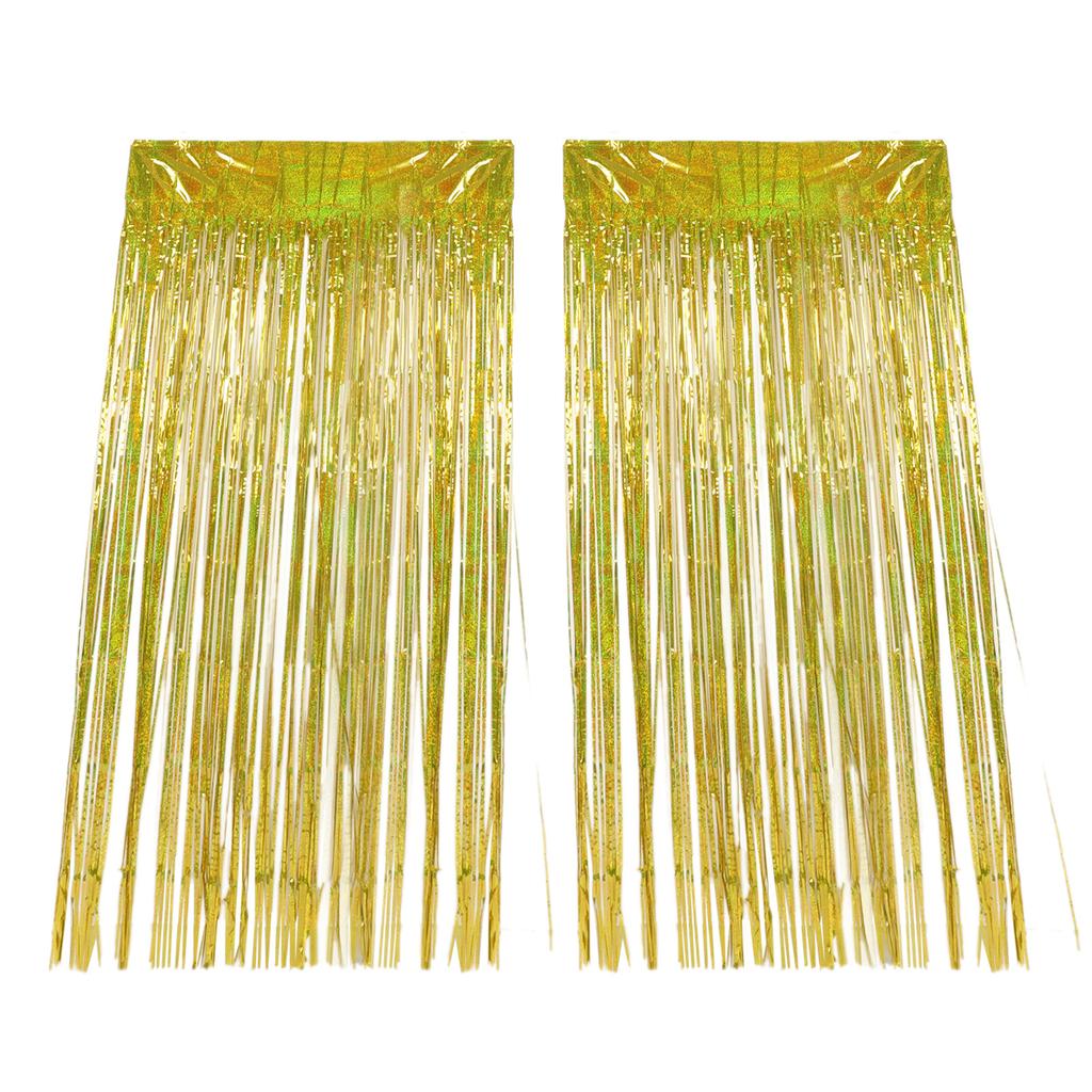 2pcs Foil Fringe Curtain Fringe Backdrop for Wedding Engagement Bridal Shower Birthday Party Stage