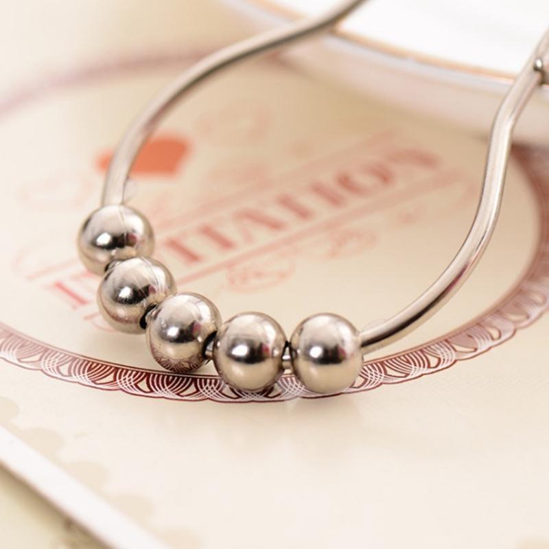 652F Stainless Steel Shower Curtain Rings Hook Set of 12 Five-Bead Hooks for Easy Hanging and Sleek for Bathroom