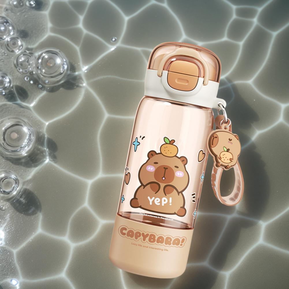Kreskówkowa Kapibara Szczelny Bidon ze Słomką i Paskiem do Noszenia Plastikowy Kubek z Kapibarą Szkoła Praca Podróże Wyjścia Artykuły