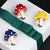 Unisex Brooch Pin Mushroom Faux Pearl Jewelry Plant Appearance Electroplating Badge Clothes Decor