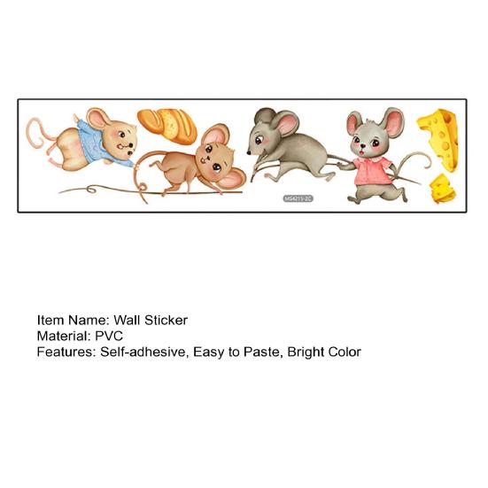 Wall Sticker Removable Self-adhesive PVC Cute Cartoon Mouse Carrying Food Wall Decal Home Decor